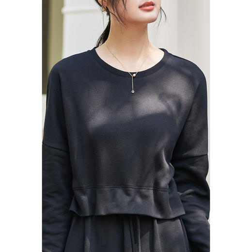 剩M/L/XL/XXL 米思阳2025冬季新款通勤休闲风连衣裙假两件设计休闲卫衣裙子3994 商品图4