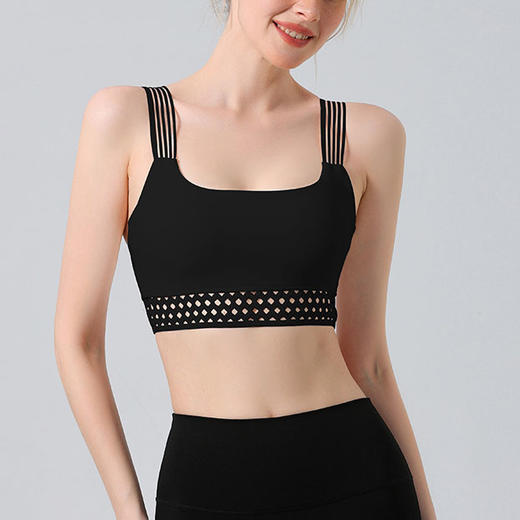 【126元任选2件】跃牌【漫西】系列 下摆网眼背心瑜伽服女运动文胸防震聚拢健身内衣bra Y316 商品图0