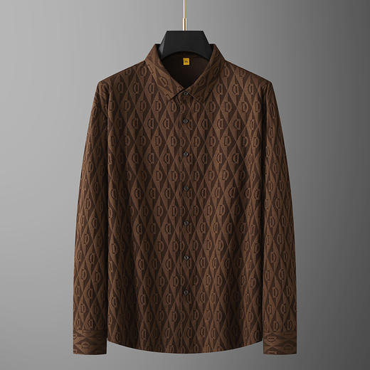 【新款DG】大依优型大码长袖衬衫男宽松加肥加大码男士休闲商务衬衣上衣胖子 商品图1