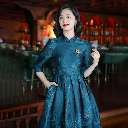 复古中国装秋款提花日常改良旗袍连衣裙OY24308 商品图1