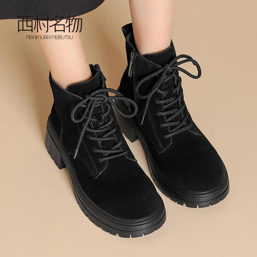 西村名物2024年秋冬新款英伦风*短靴厚底时尚百搭马丁靴女T24DS47841 商品图2