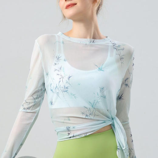 【126元任选2件】跃牌【漫西】系列 新款复古网纱上衣瑜伽服防晒显瘦速干罩衫Y250 商品图2