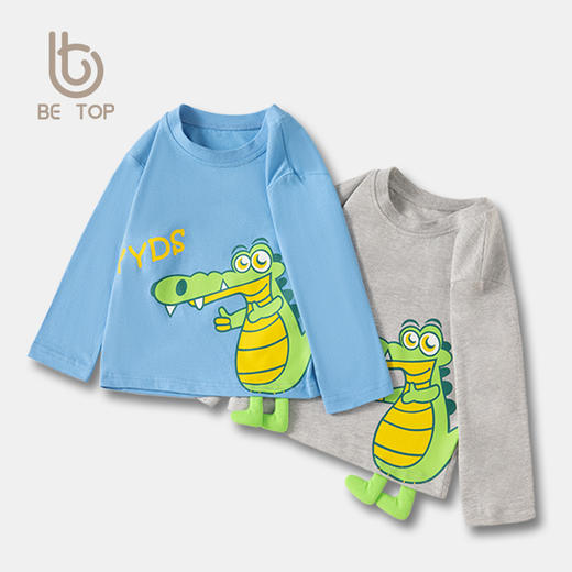【拍3件69元】【专柜品质】】be top品牌儿童纯棉长袖T恤卡通印花男童圆领打底衫 商品图2