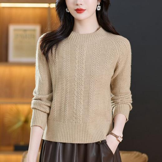 CC-101-689131小个子毛衣秋冬季新款圆领打底针织衫高腰短款厚款上衣 商品图3