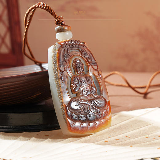 新疆国玉盟世玉和田玉挂件 万德旭老师作品 大日如来 商品图0