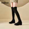 Safiya/索菲娅秋冬显瘦圆头百搭弹力高跟不掉筒过膝长靴 SF44117097 /SF44119097 商品缩略图0