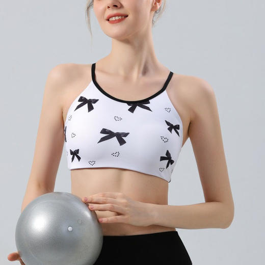 【126元任选2件】跃牌【漫西】系列 新款瑜伽蝴蝶印花健身美背套装瑜伽服背心女带胸垫运动文胸长裤Y217 商品图2