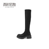 西村名物2024冬季新款百搭简约基础圆头厚底显瘦弹力靴女X24DQ47351 商品缩略图4