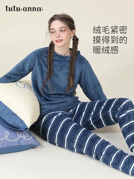 Tutu Anna秋冬珊瑚绒加绒加厚保暖可外穿圆领睡衣 商品图0