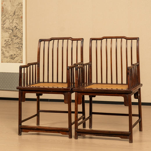 清 红木直棂梳背椅（一对） 商品图0