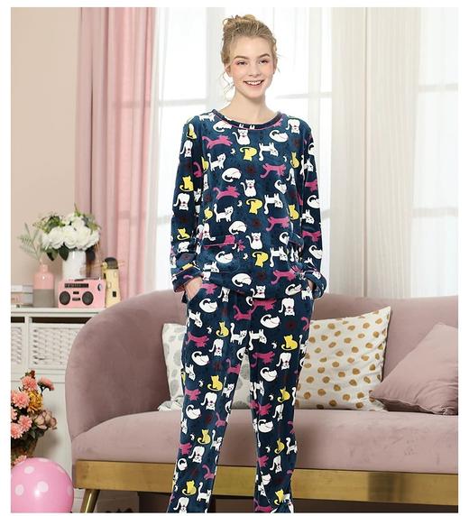 Tutu Anna秋冬女珊瑚绒可爱猫咪睡衣 商品图2