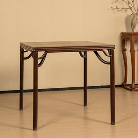 清 红木劈料高罗锅枨方桌