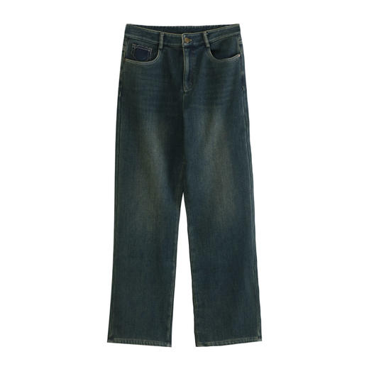 玳莎直筒加绒牛仔裤女2024年冬季新款复古百搭白暖显瘦休闲长裤  ED36307 商品图4