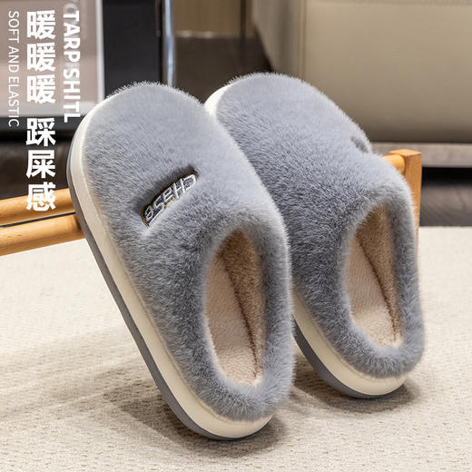 【毛茸茸，暖乎乎~】新款秋冬新款毛绒棉拖鞋 女室内家居厚底防滑保暖月子棉鞋 室内保暖居家外穿棉拖鞋-QQ 商品图13