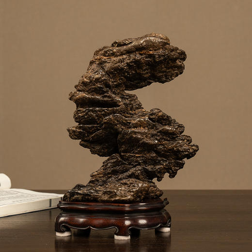 清 英石文房赏石（红木座） 商品图0