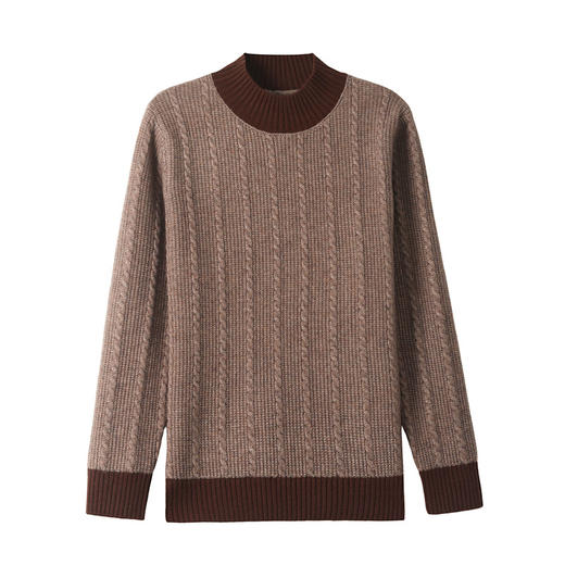 CC-103-66138拼色半高领毛衣女秋冬款2024新款宽松洋气套头上衣麻花针织打底衫 商品图4