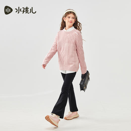 水孩儿童装2024秋冬新款儿童针织上衣男童纯色套头线衣女童圆领衫 商品图6