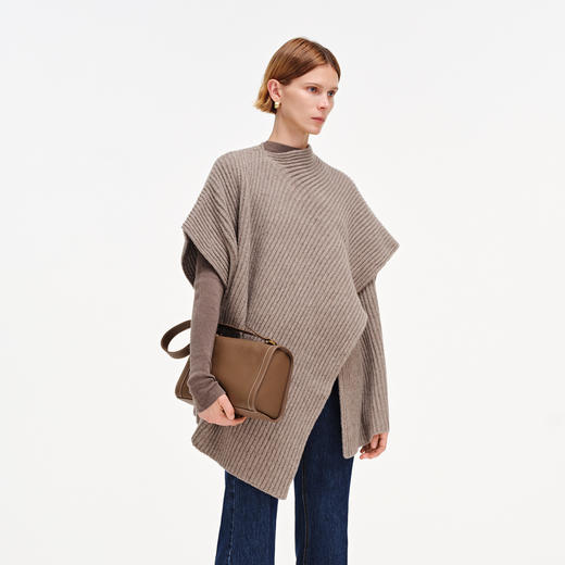 【舒系列】舒库羊毛披肩女年冬不规则毛衣多功能披肩围巾外搭 商品图3