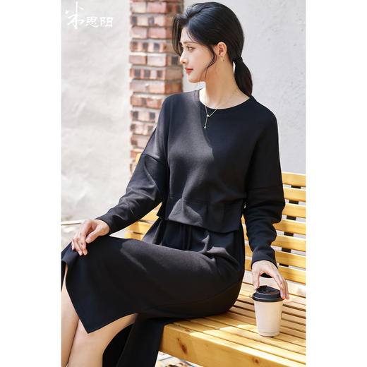 剩M/L/XL/XXL 米思阳2025冬季新款通勤休闲风连衣裙假两件设计休闲卫衣裙子3994 商品图0