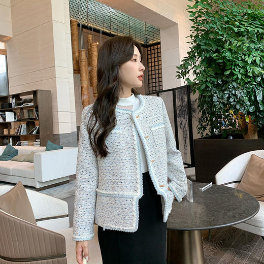 奢姿大码女装2024秋季胖妹妹减龄花边粗花呢小香风时尚穿搭套装9943360262 商品图1