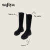 Safiya/索菲娅2024秋冬不过膝瘦瘦弹力绒面粗跟小个子增高长靴 SF44117249 商品缩略图5