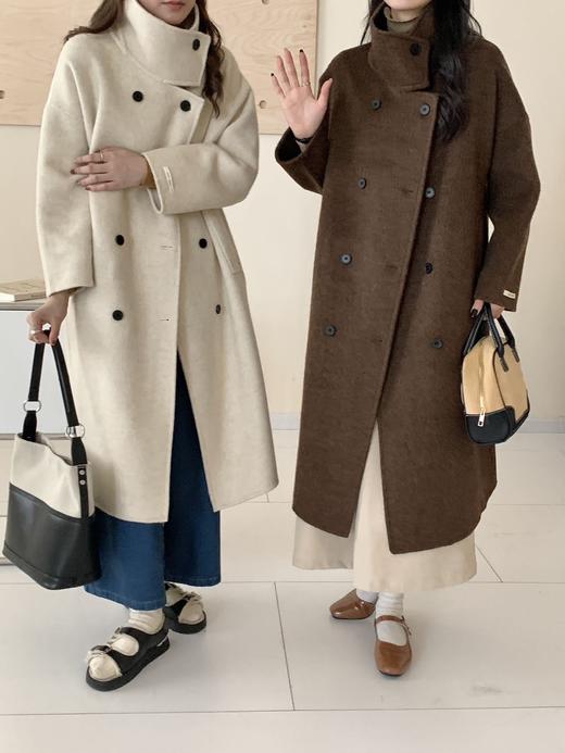 【YW】无忧购韩版复古温柔小个子百搭围脖立领双面绵羊毛大衣9808（截单后7天发货)25年清仓捡漏 商品图0