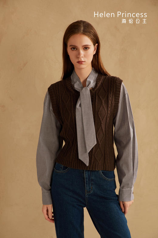 假两件马甲针织衬衫 商品图0