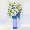 蓝白色开业柱——开业花篮高端乔迁庆典商务用花|北京5环内免费送花上门 商品缩略图0