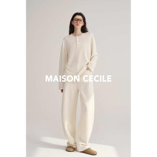 MAISON CECILE冬日7色/圈圈羊毛保暖修饰腿型镰刀弧形裤 商品图3