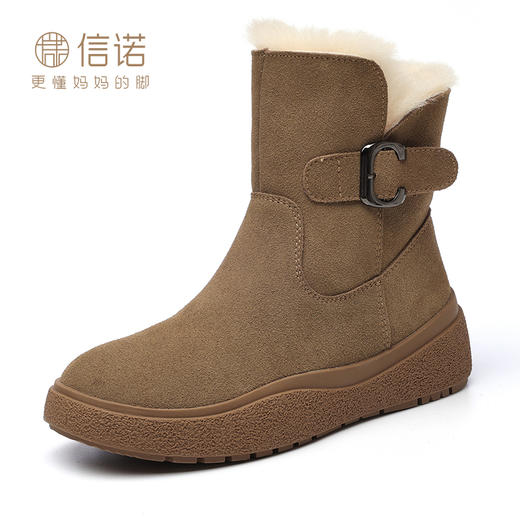 信诺羊毛雪地靴2024冬季新款女鞋加绒加厚保暖短靴厚底妈妈鞋棉鞋 商品图1