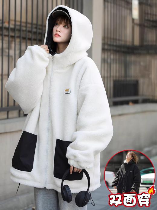 【双面穿羊羔绒外套】男女款 秋冬新款 加绒加厚保暖摇粒绒棉服 防风挡雨两面可穿 商品图1