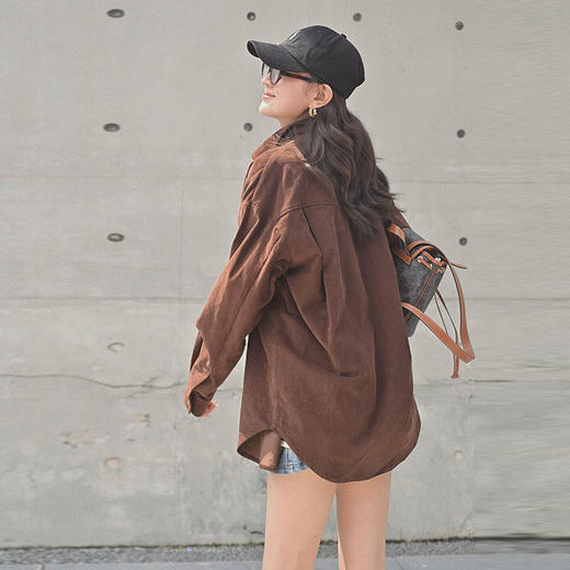 【顺丰包邮】42400 洛诗琳美拉德老钱风灯芯绒复古宽松廓形长袖外套706 商品图4