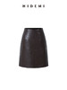 HIDEMI 【董生活同款】超显瘦中腰款可再生蛋白皮环保皮水洗做旧感立裁半身裙a字短裙皮裙 黑色/深棕色 商品缩略图10