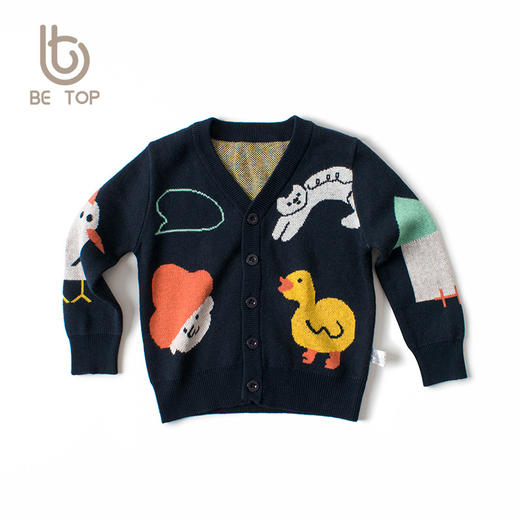 【专柜品质】be top童装儿童秋冬季韩版新款宝宝保暖恐龙毛衣男童圆领针织上衣 商品图10