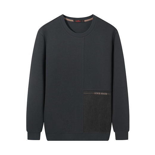 柒牌灯芯绒拼接卫衣男士2024秋季新款时尚休闲百搭圆领套头上衣潮	127W70270 商品图4