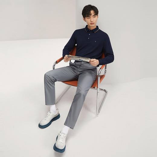 【高端系列】柒牌男士长袖Polo衫秋季新款提花千鸟格时尚休闲上衣	127T70450 商品图3