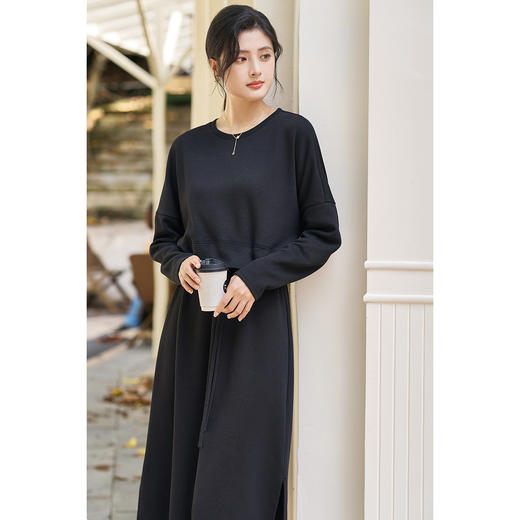 剩M/L/XL/XXL 米思阳2025冬季新款通勤休闲风连衣裙假两件设计休闲卫衣裙子3994 商品图1