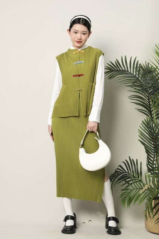 ANSUABEL 国风盘扣褶皱马甲半裙套装 17335 商品图4