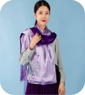 青云染/ClouDyeing【手绘双面】抗皱桑蚕丝披肩-送礼长巾