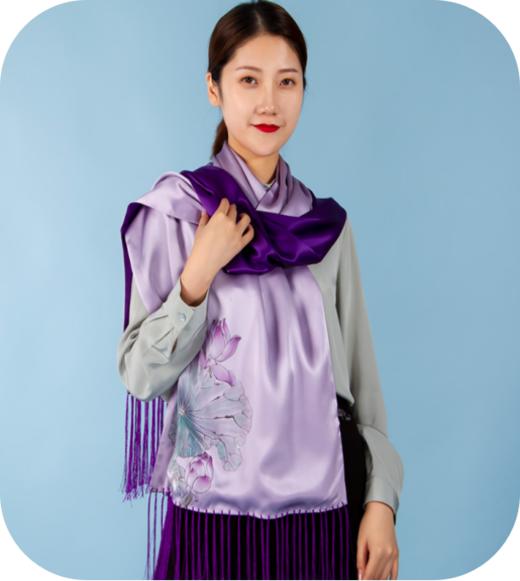 青云染/ClouDyeing【手绘双面】抗皱桑蚕丝披肩-送礼长巾 商品图0