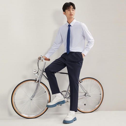 【四面弹力】柒牌长袖衬衫男2024秋季新款商务正装中青年翻领衬衣	127A70210 商品图3