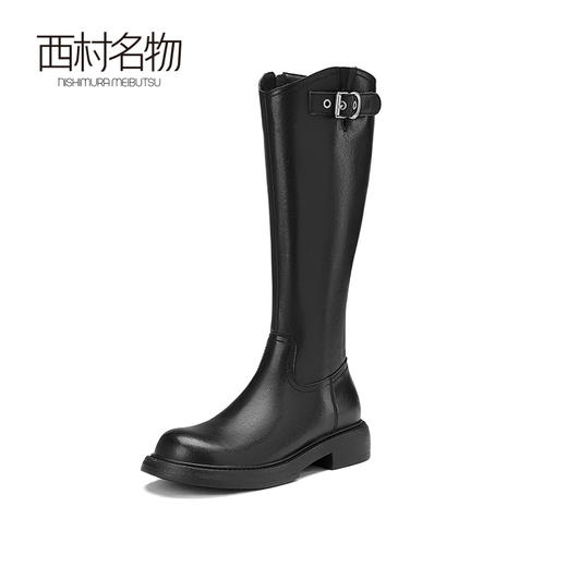 西村名物2024秋冬新款复古英伦风长筒靴酷飒显瘦百搭瘦瘦靴女T24DQ47091 商品图0