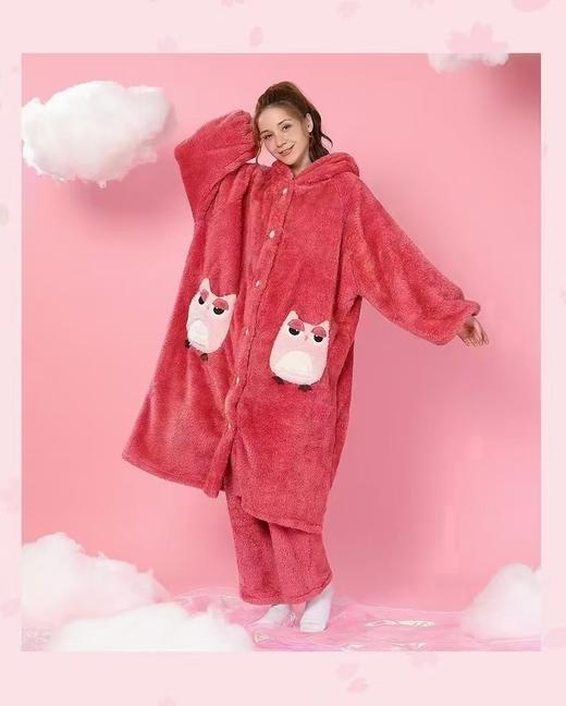 Tutu Anna秋冬家居服睡衣女萌耳朵系列前扣加厚款羊羔毛外套 商品图2
