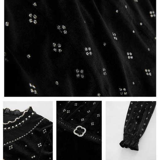 司歌丝绒长袖连衣裙秋冬修身显瘦A901132X 商品图3