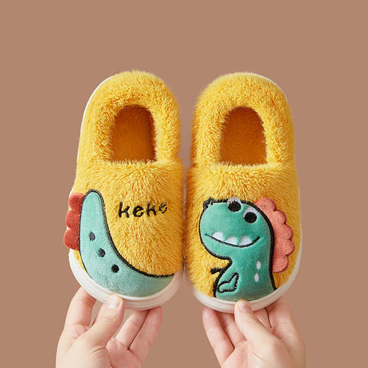 【全新升级❗️窠窠恐龙可爱儿童棉拖鞋】儿童踩屎感拖鞋包跟加厚保暖，轻盈可爱脚感暖和不闷脚，室内宝宝棉拖鞋防滑秋冬拖鞋女QQ 商品图3