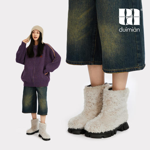 对面duimian-厚底毛毛靴秋冬款加厚 商品图1