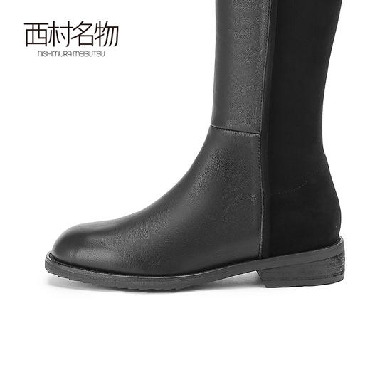 西村名物2024冬季新款英伦风厚底百搭显瘦典范加绒长筒靴女X24DQ47281 商品图2