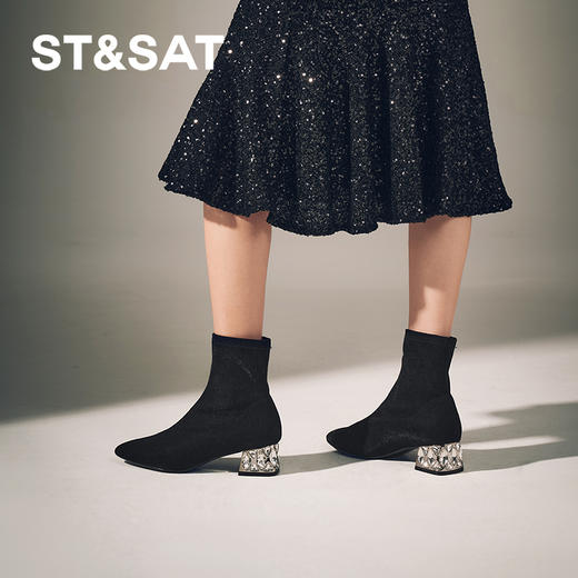 星期六闪耀钻跟显瘦百搭时装靴SSC4116357 商品图1