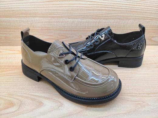 豪行真皮休闲女鞋23101656舒适平底时尚系带单鞋 商品图3