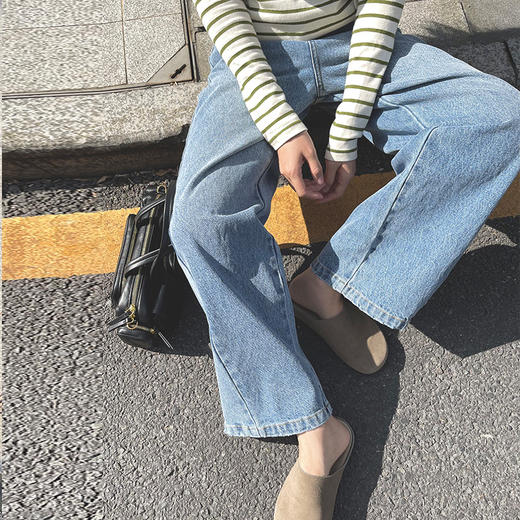 【顺丰包邮】42606 洛诗琳松弛感口袋蝴蝶结复古显瘦直筒牛仔裤704 商品图3